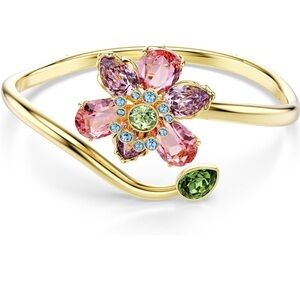 swarovski idyllia bangle, mixed cuts, flower, multicolored, gold-tone finish